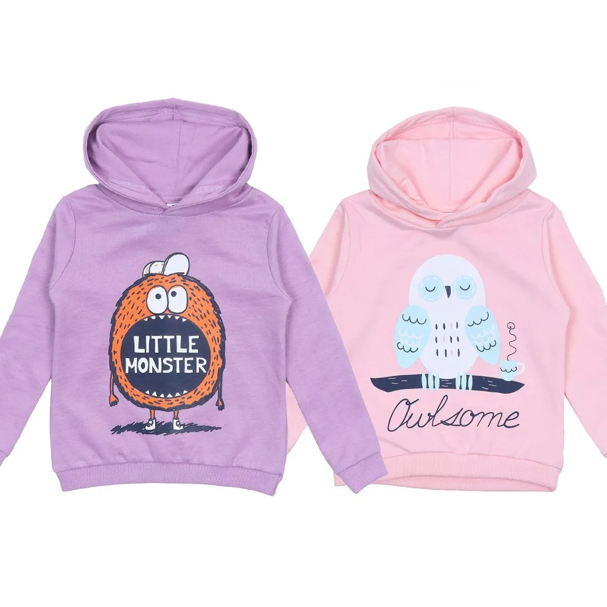 Hooded Sweatshirt Combo of 2-Little Monster-Owlsome