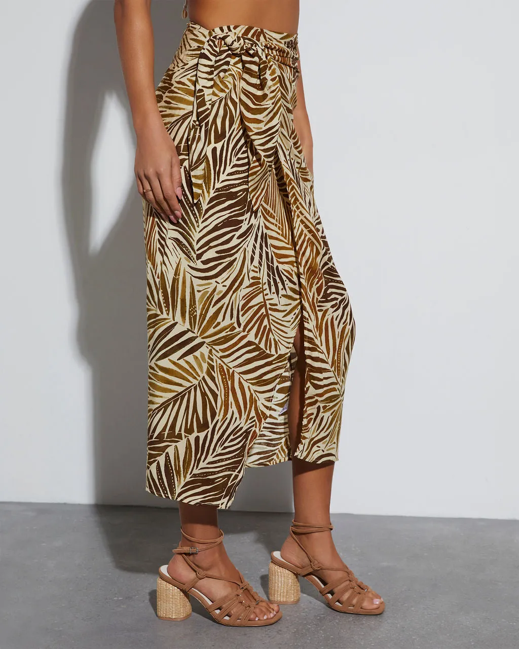 Island Hideout Satin Wrap Midi Skirt