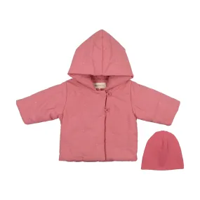 jacket quilted heart with hat - dusty rose