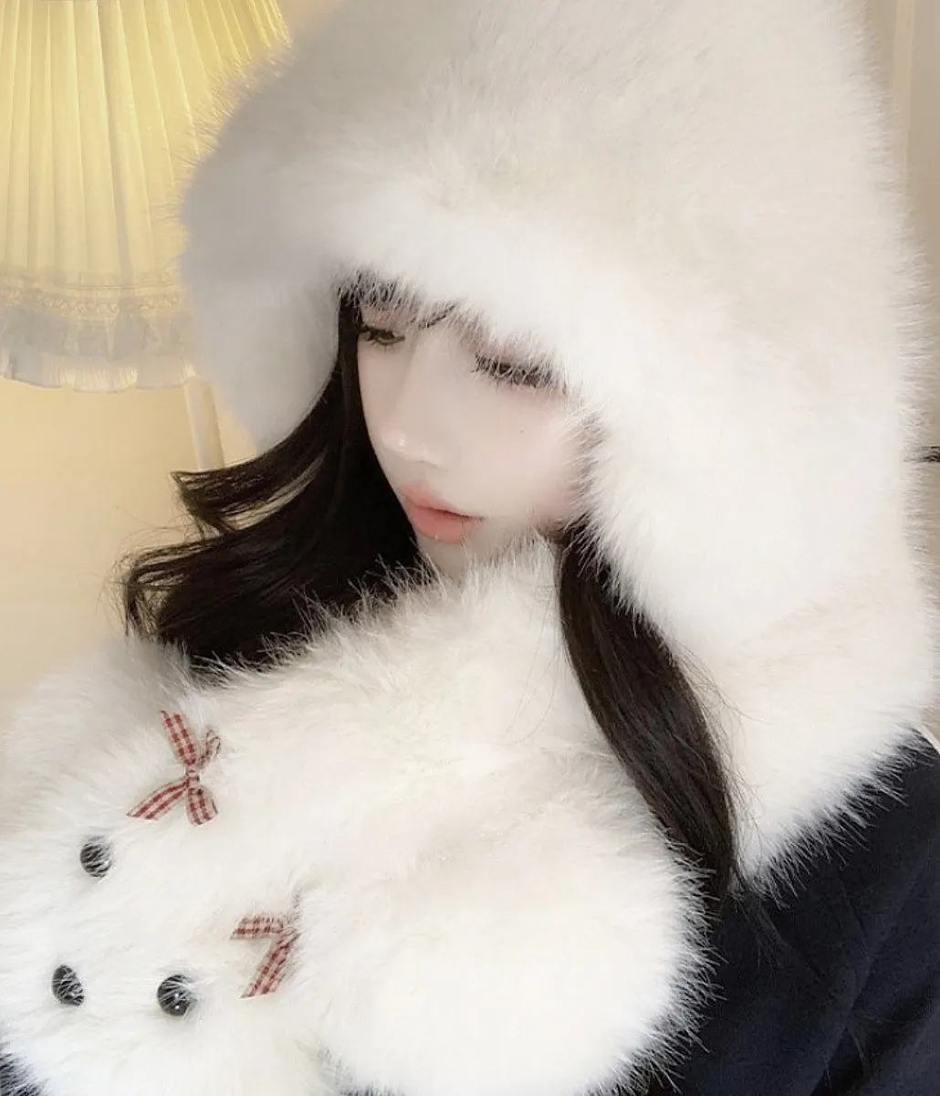 JCH903336 Oversized Plush Hat & Scarf Combo with Adorable Dog Design