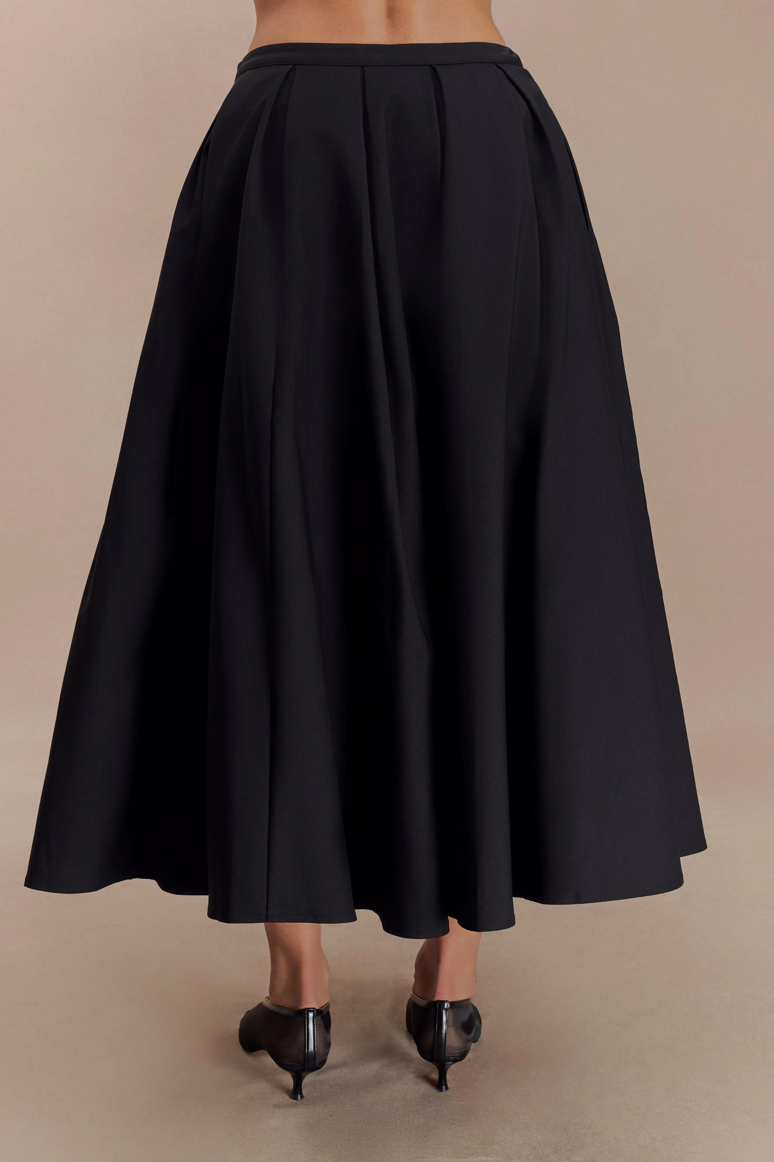 Jemima Cotton Midi Skirt - Black