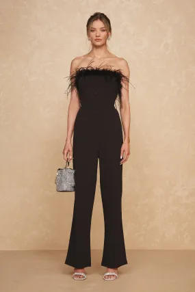 Katia Feather Jumpsuit - Black