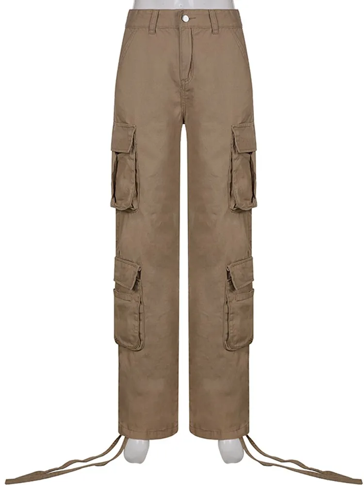 KHAKI CASUAL CARGO   BAGGY PANTS