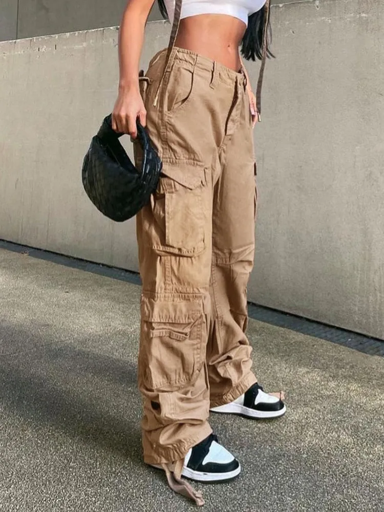 KHAKI CASUAL CARGO   BAGGY PANTS