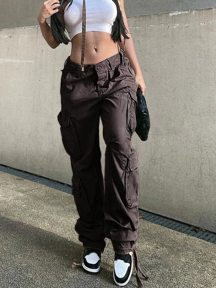 KHAKI CASUAL CARGO   BAGGY PANTS