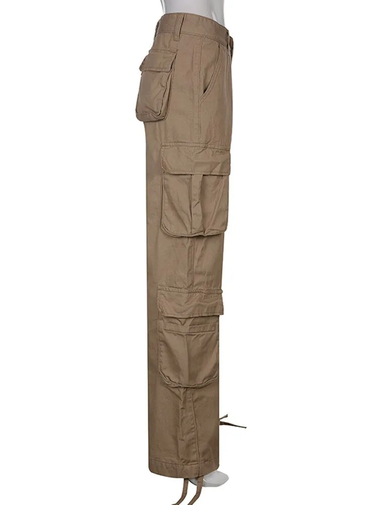 KHAKI CASUAL CARGO   BAGGY PANTS