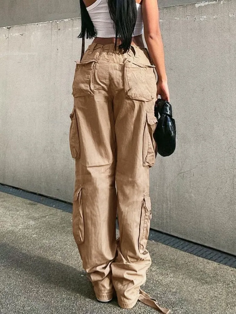 KHAKI CASUAL CARGO   BAGGY PANTS