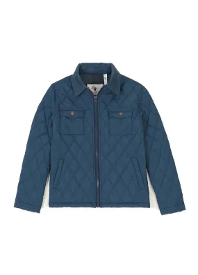 Kid's Zip-Up Lightweight Quilted Shirt Jacket with Flannel Lining