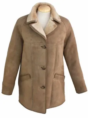 Ladies April Suede Sheepskin Coat - Mushroom