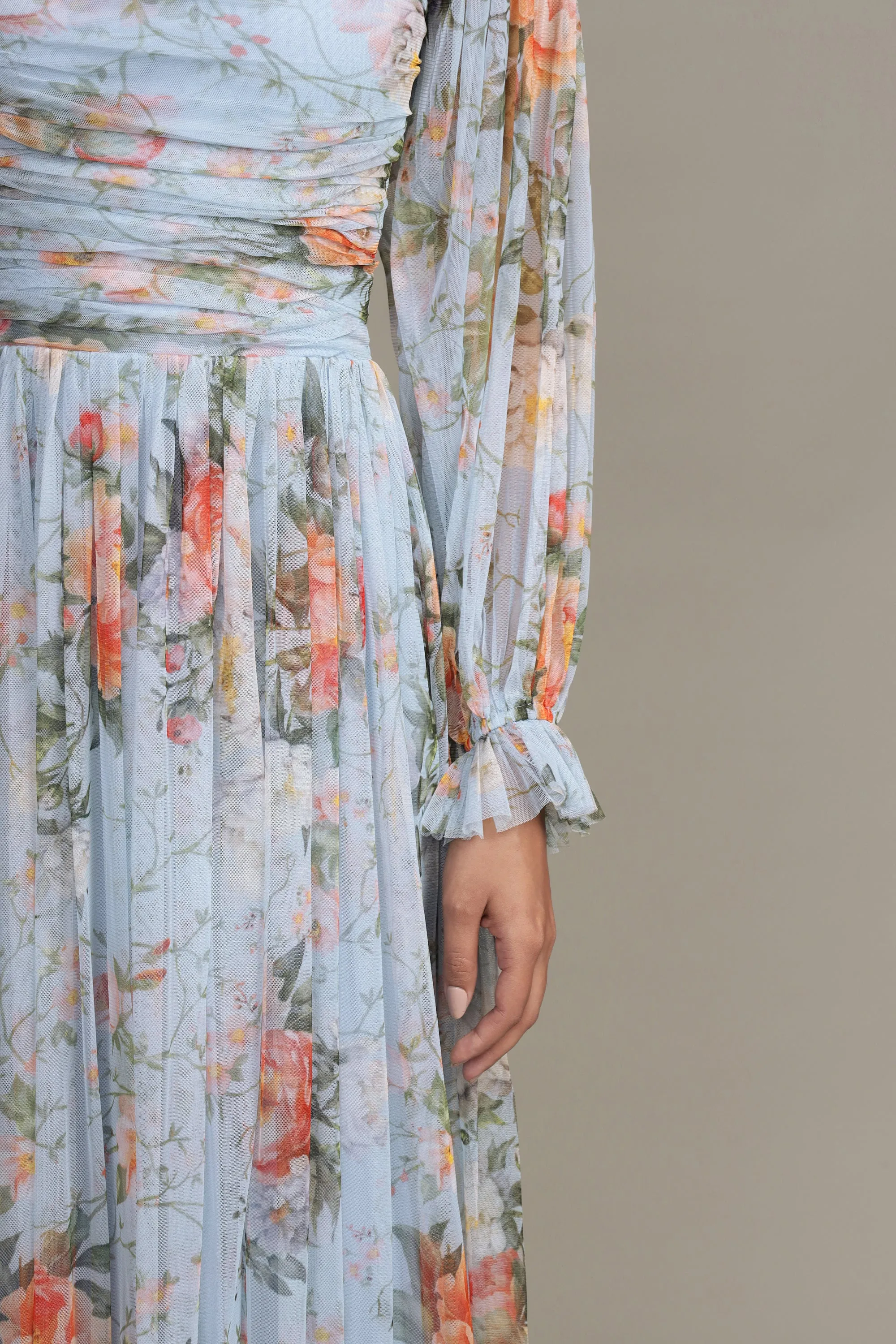 Lana Maxi Dress in Blue Floral Print