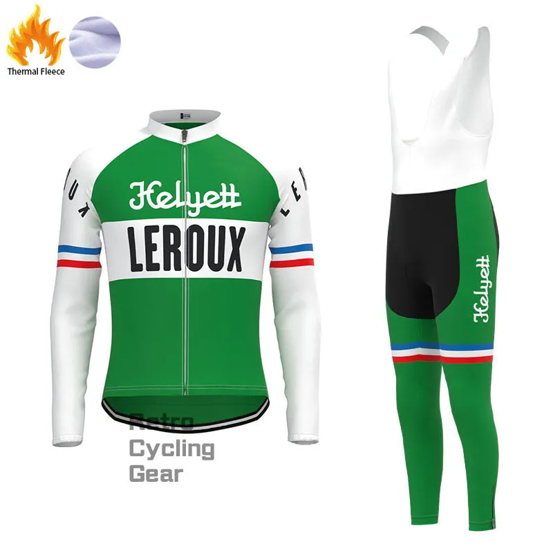 LEROUX Green Fleece Retro Cycling Kits