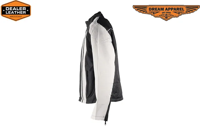 Light Textile Motorcycle Jacket w/ White Multi-Striped Design - Mens