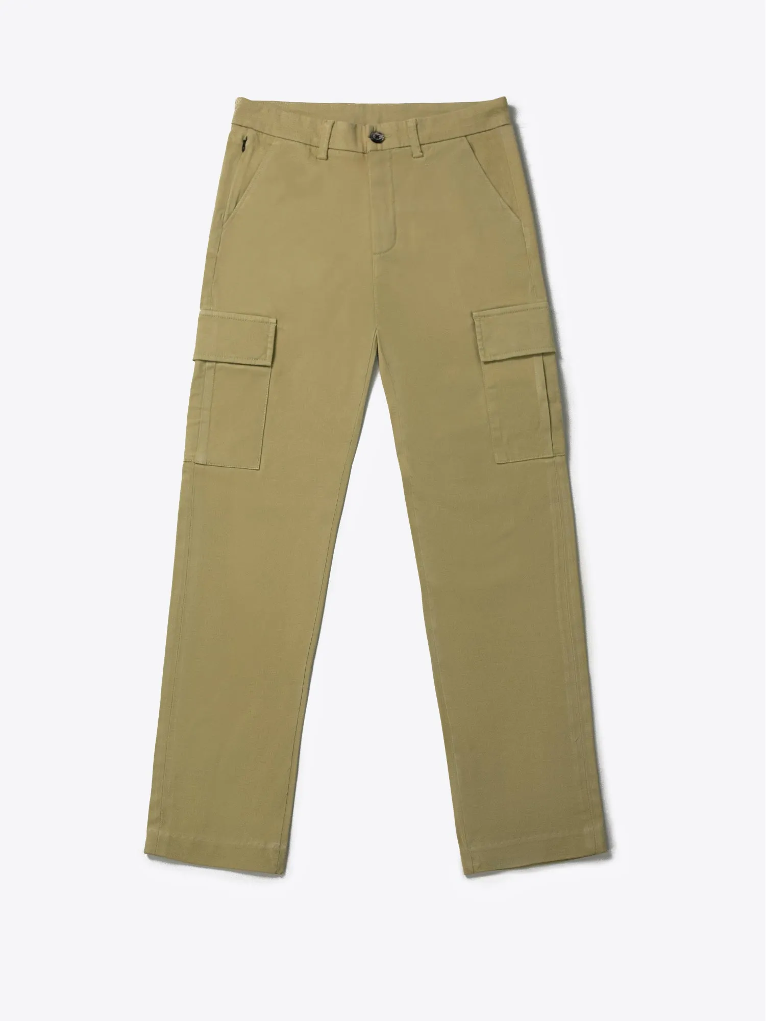 Lime Yellow Cargo Pockets Slim Fit Chino Pants