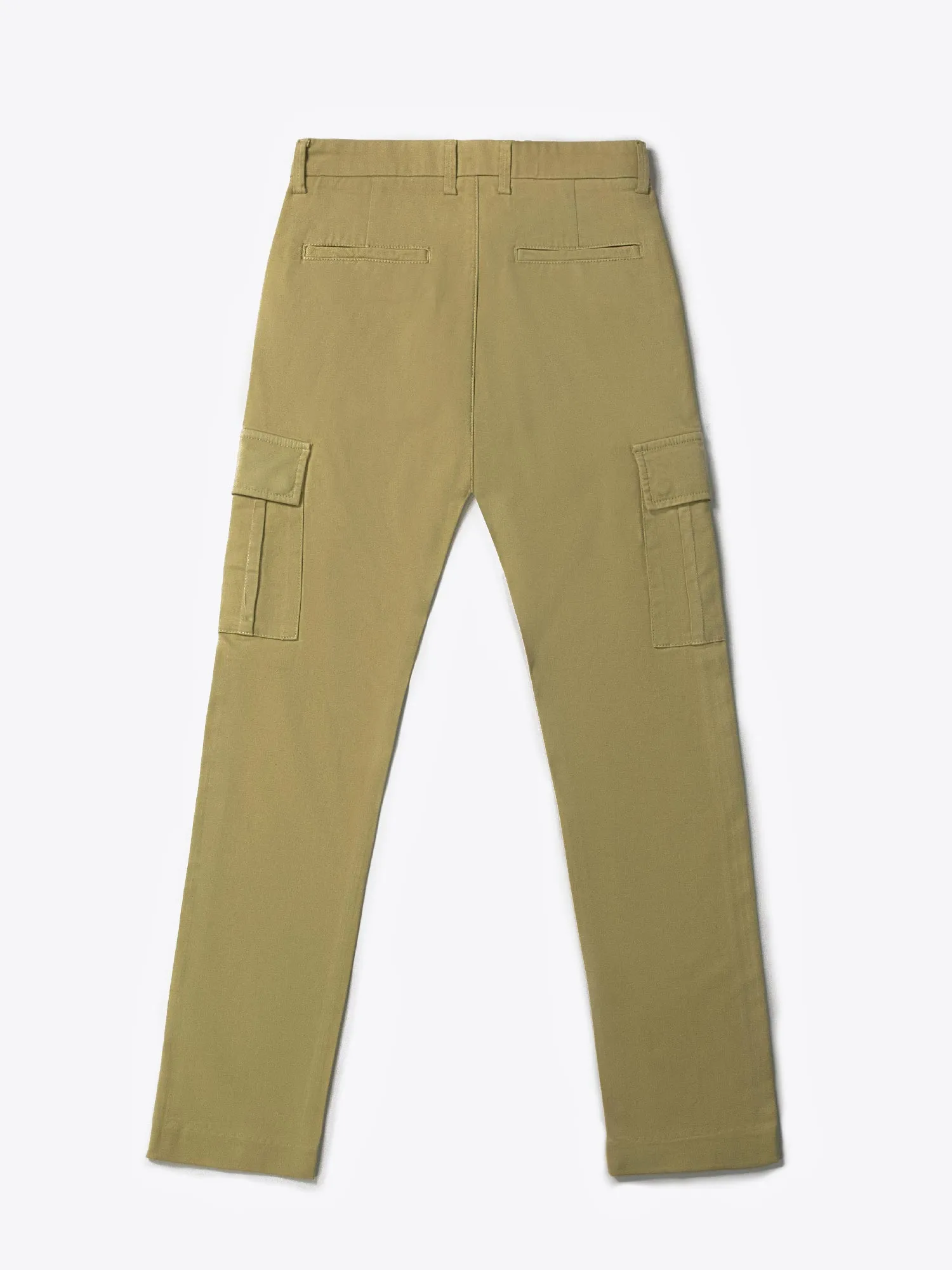 Lime Yellow Cargo Pockets Slim Fit Chino Pants