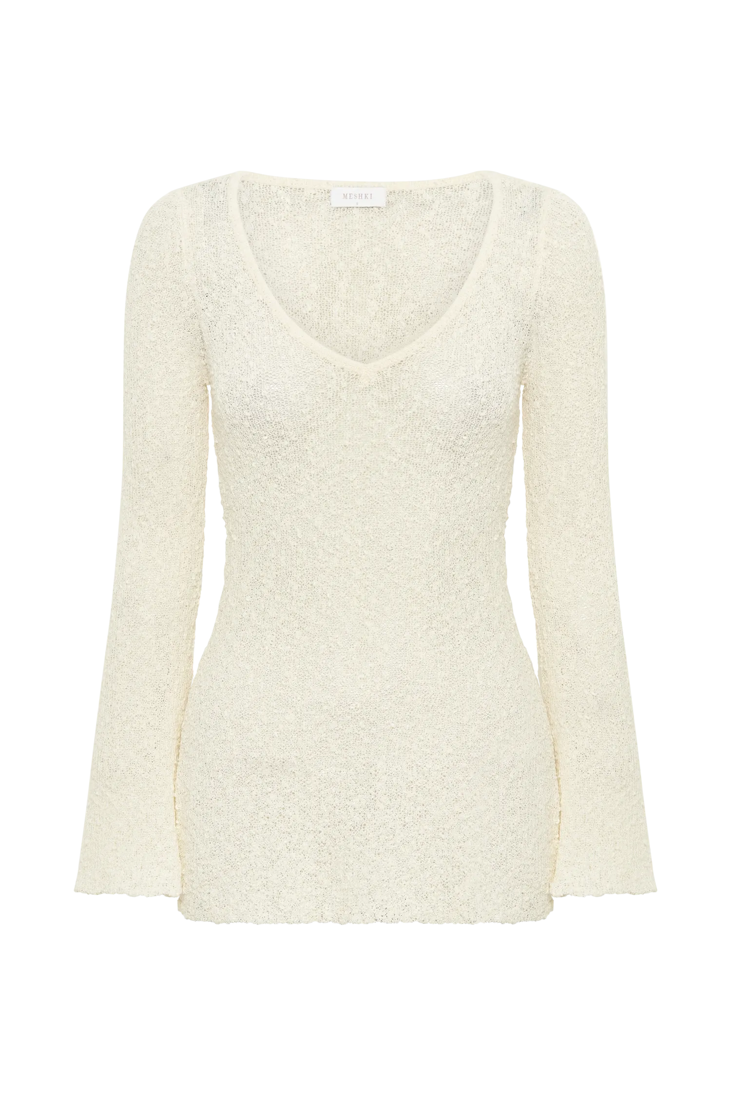 Liz Boucle Long Sleeve Top - Cream