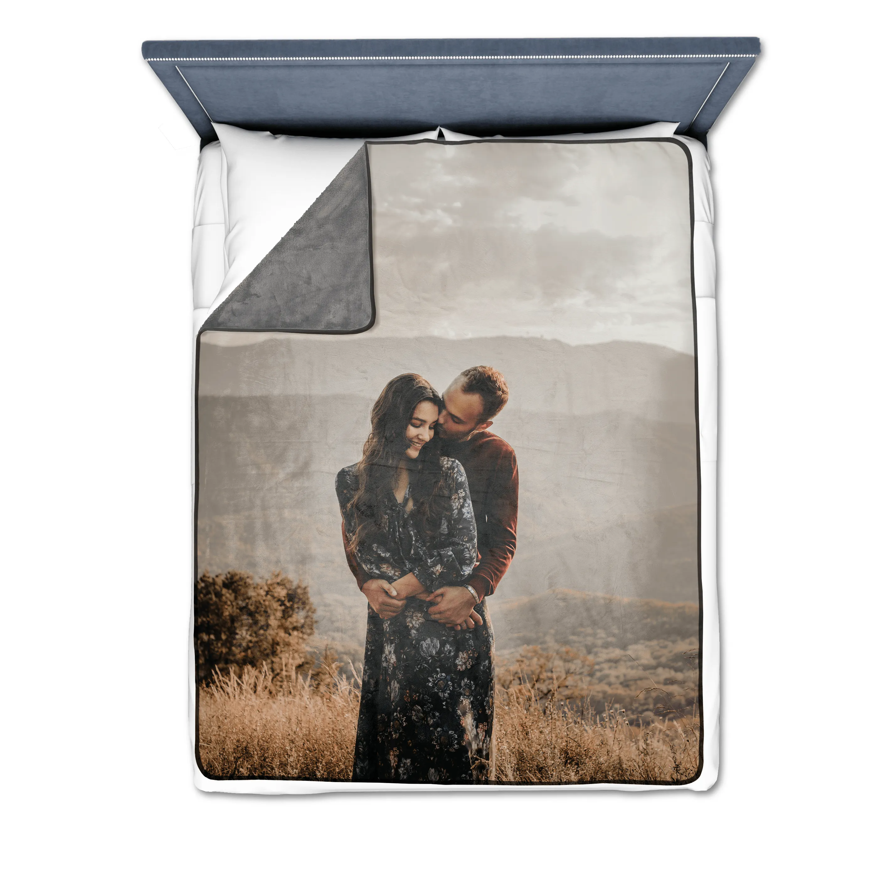 Love Grid Photos with Text Premium Fleece Photo Blanket