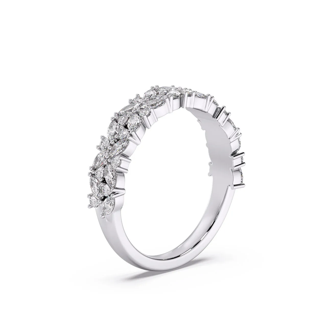 Marquise and Round Diamond Cluster Band