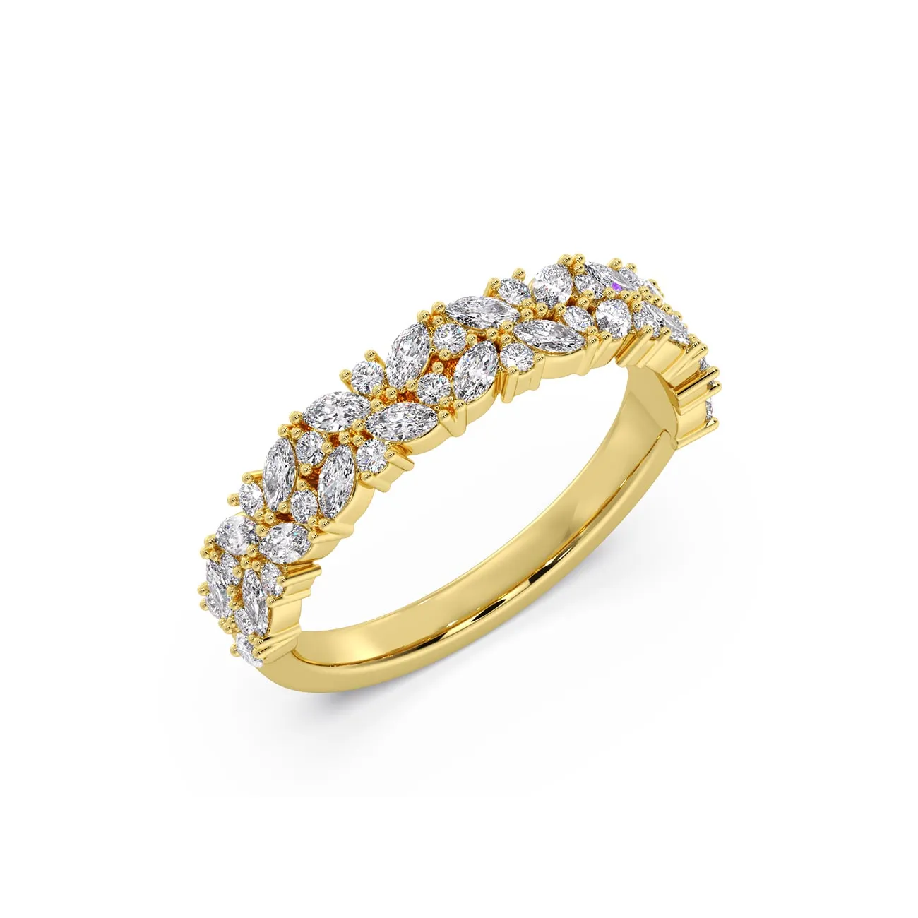 Marquise and Round Diamond Cluster Band