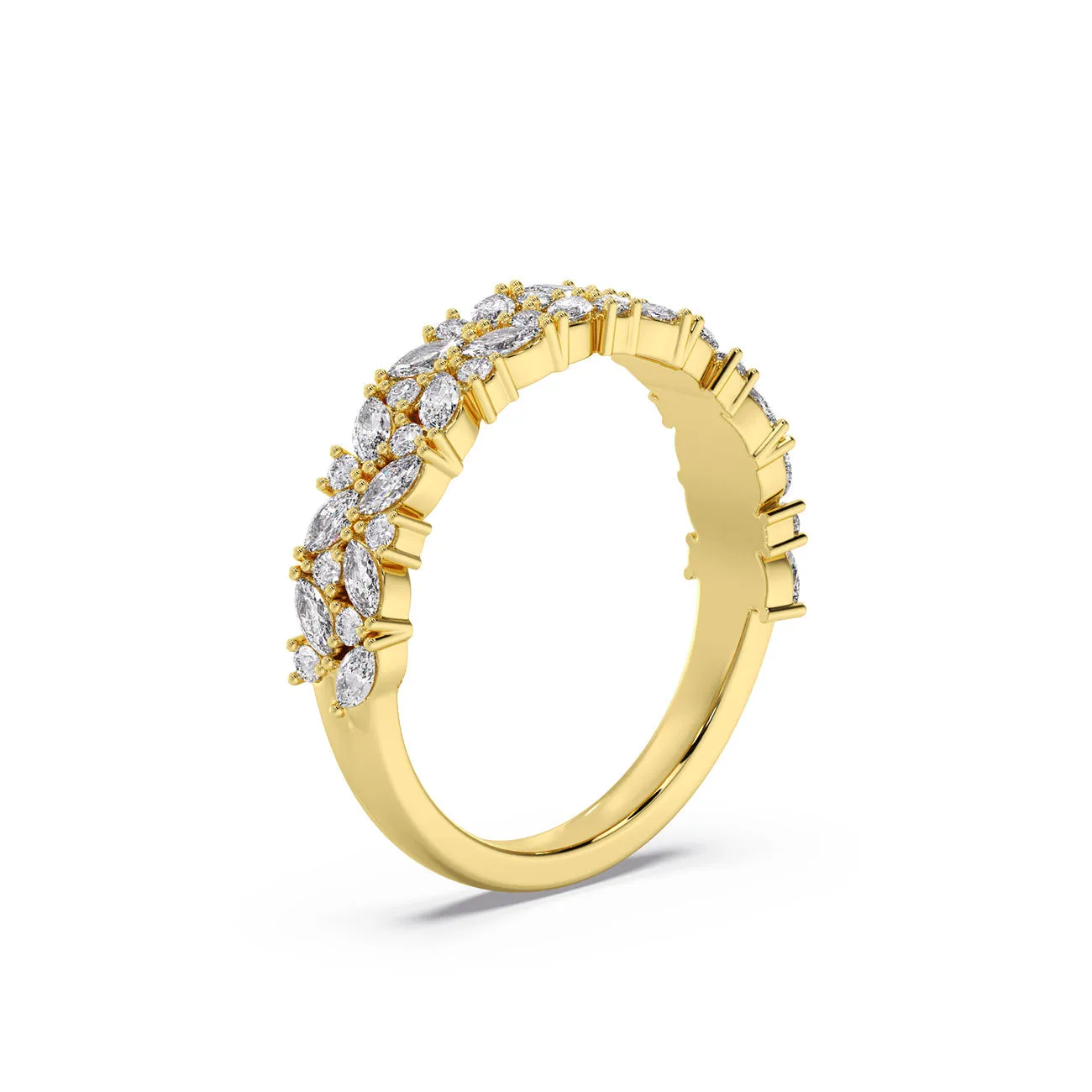 Marquise and Round Diamond Cluster Band