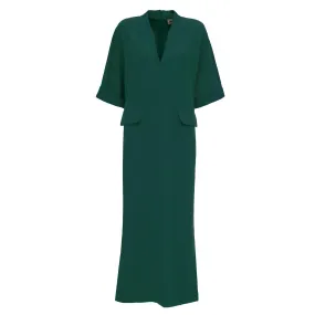 Maxi Dress With Pockets Dark Green