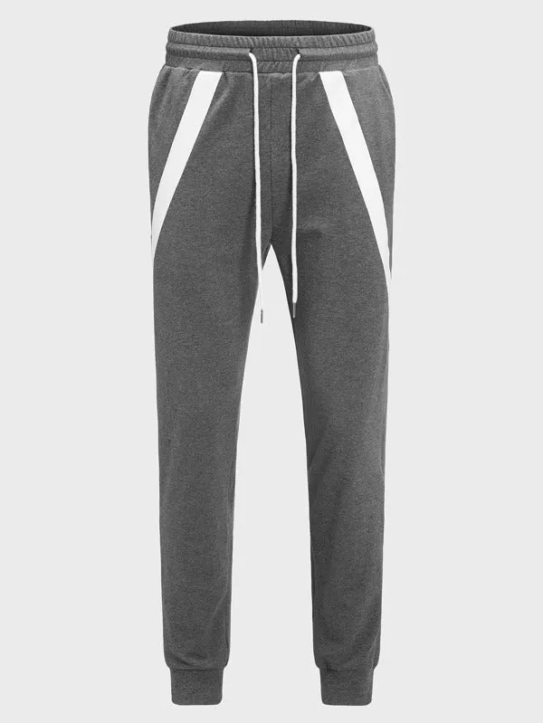 Men Drawstring Waist Contrast Panel Sweatpants