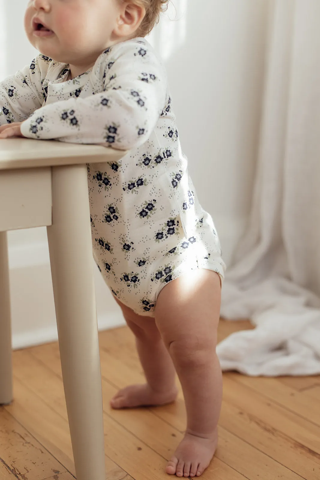 Merino Wool Baby Onesie - Winter Floral