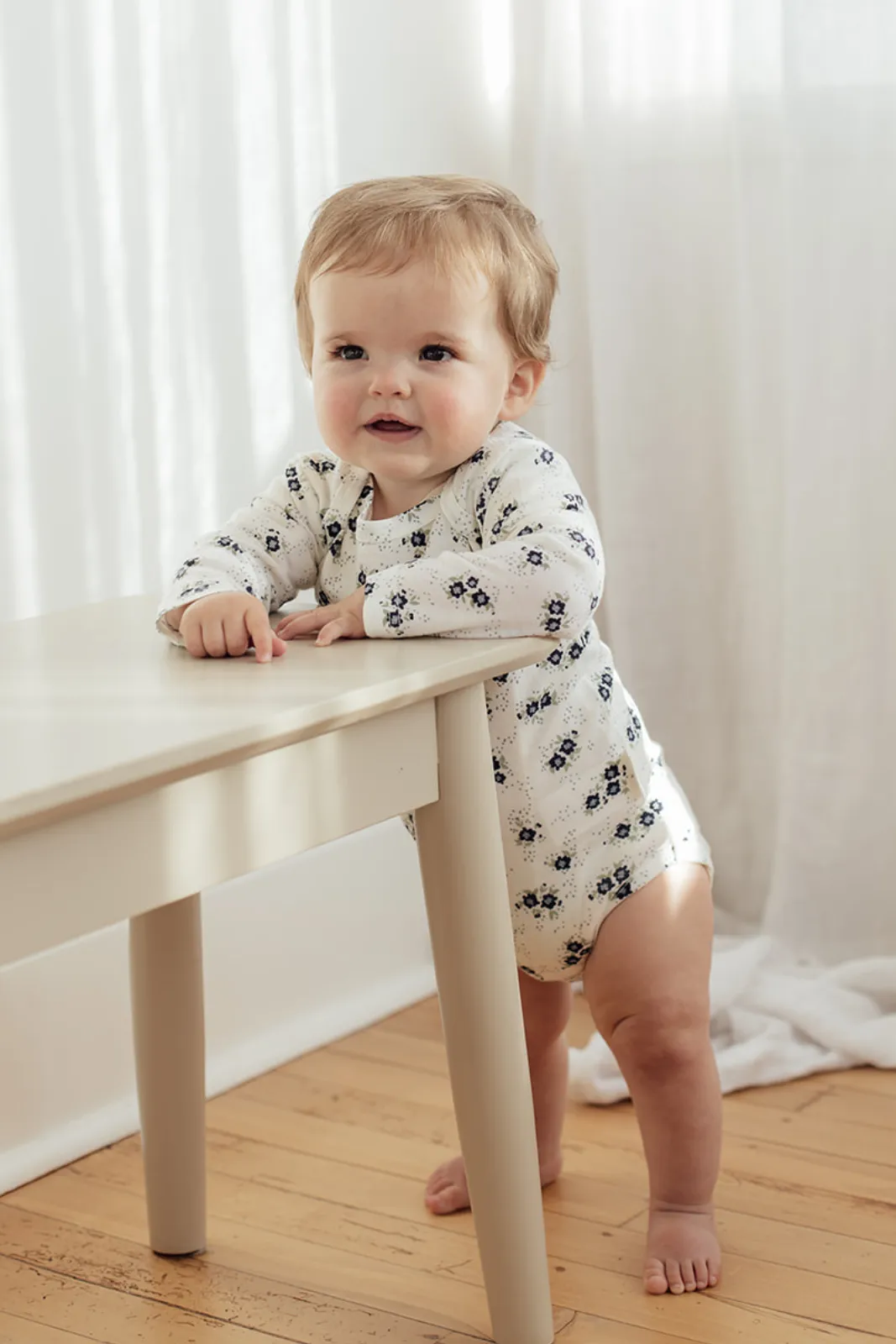 Merino Wool Baby Onesie - Winter Floral