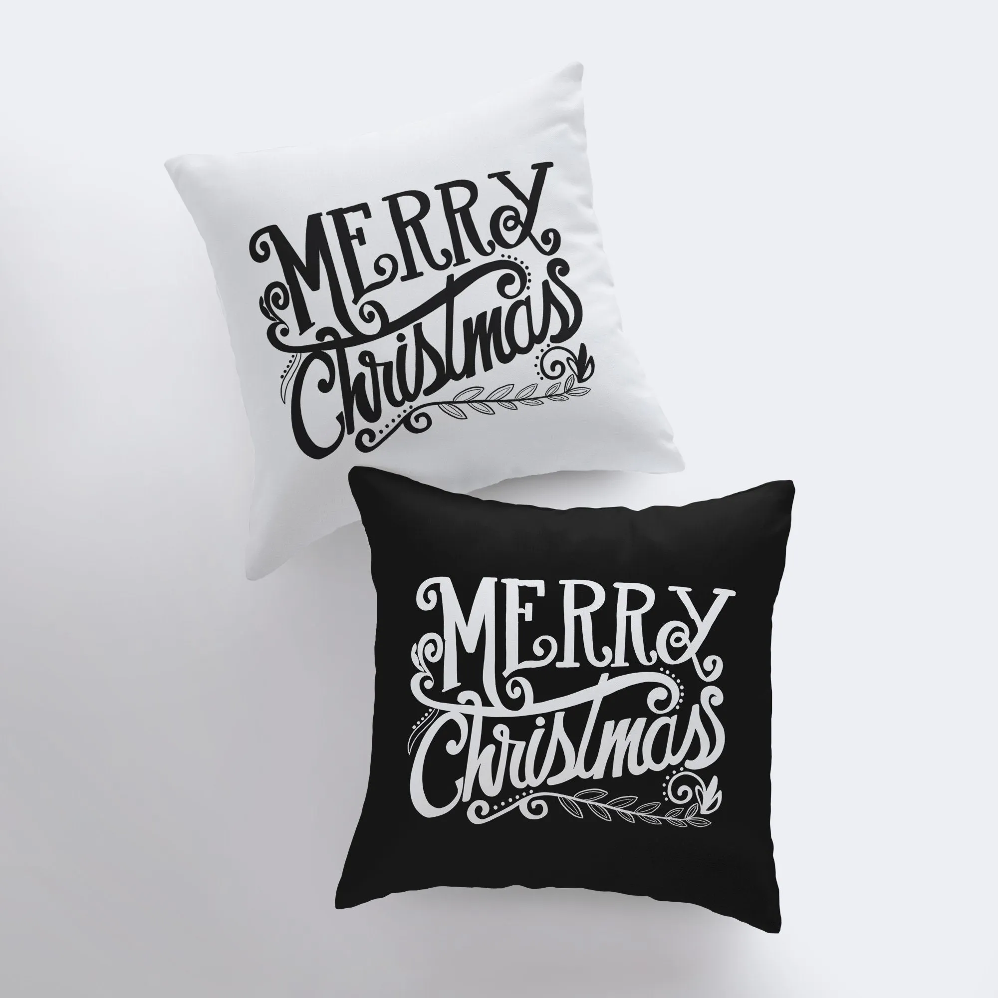 Merry Christmas | Black and White | Throw Pillow | Christmas Pillow |