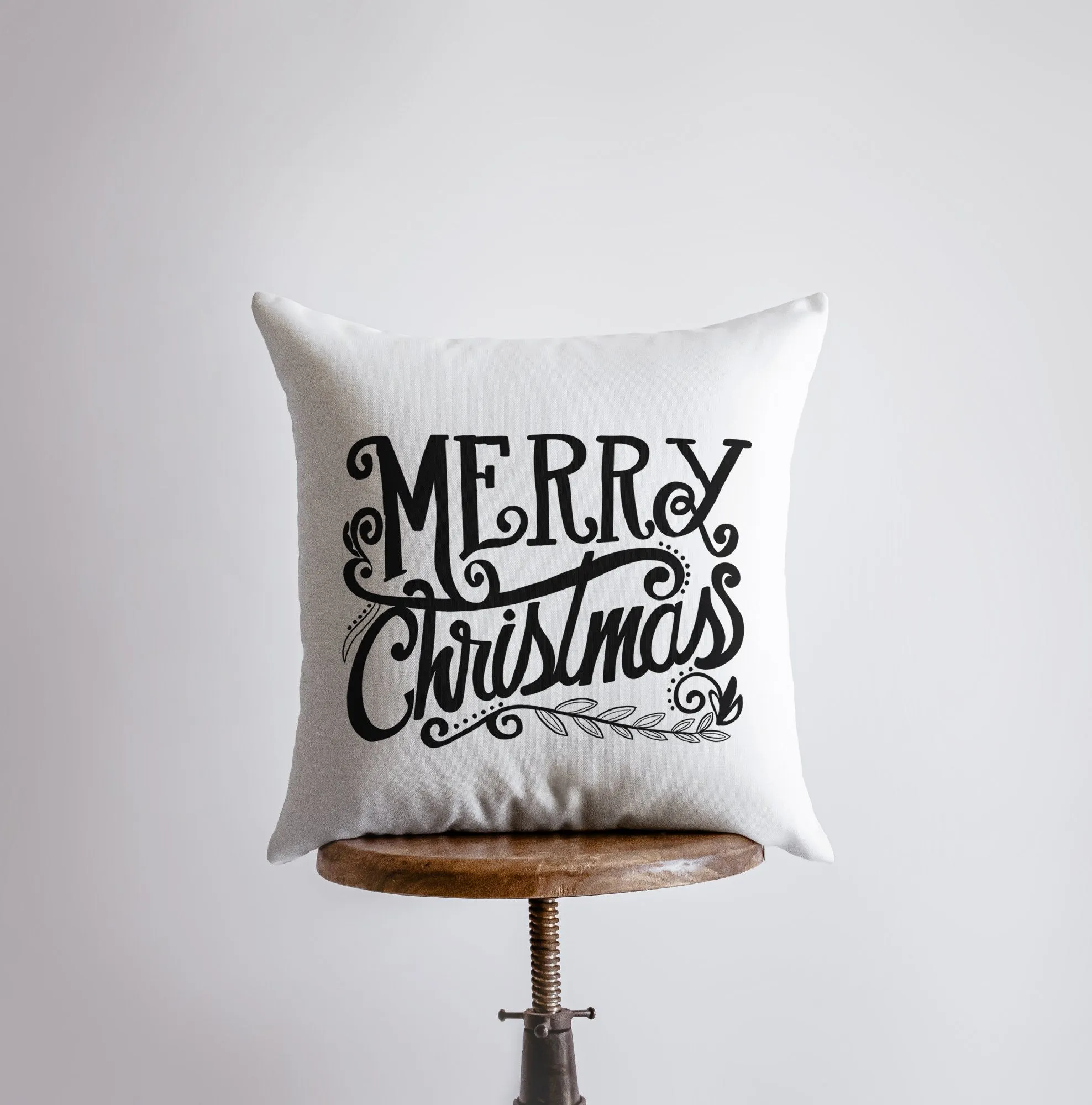 Merry Christmas | Black and White | Throw Pillow | Christmas Pillow |