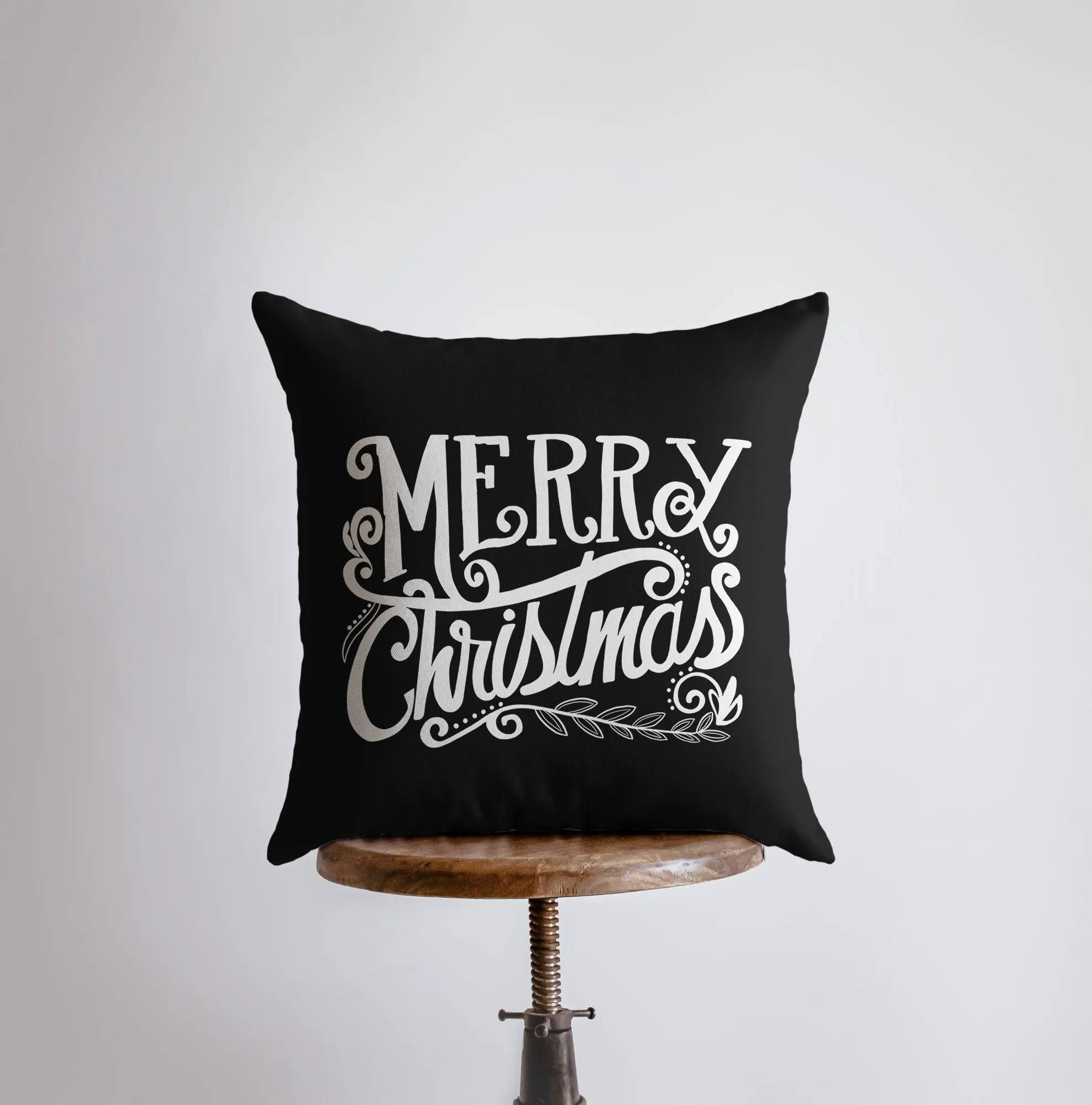 Merry Christmas | Black and White | Throw Pillow | Christmas Pillow |