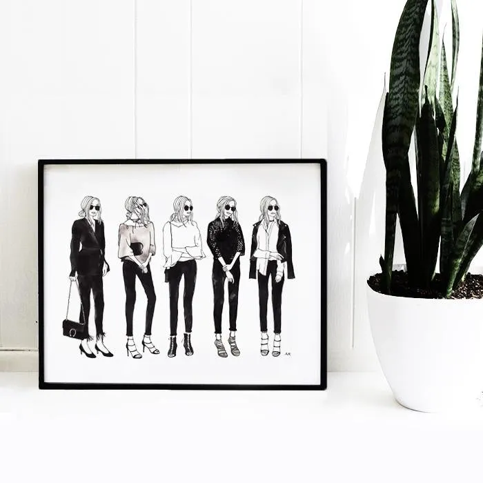 Minimalist Style Girls Art Print