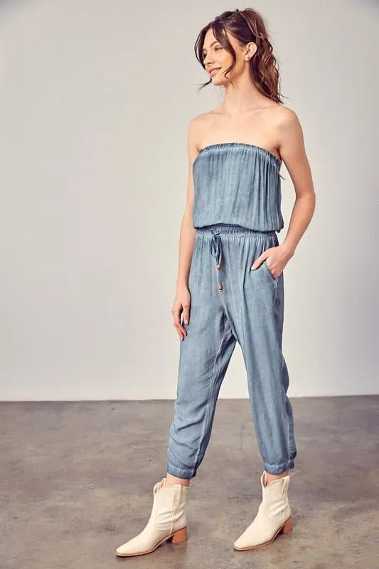 Miranda Raw Edge Tube Jumpsuit