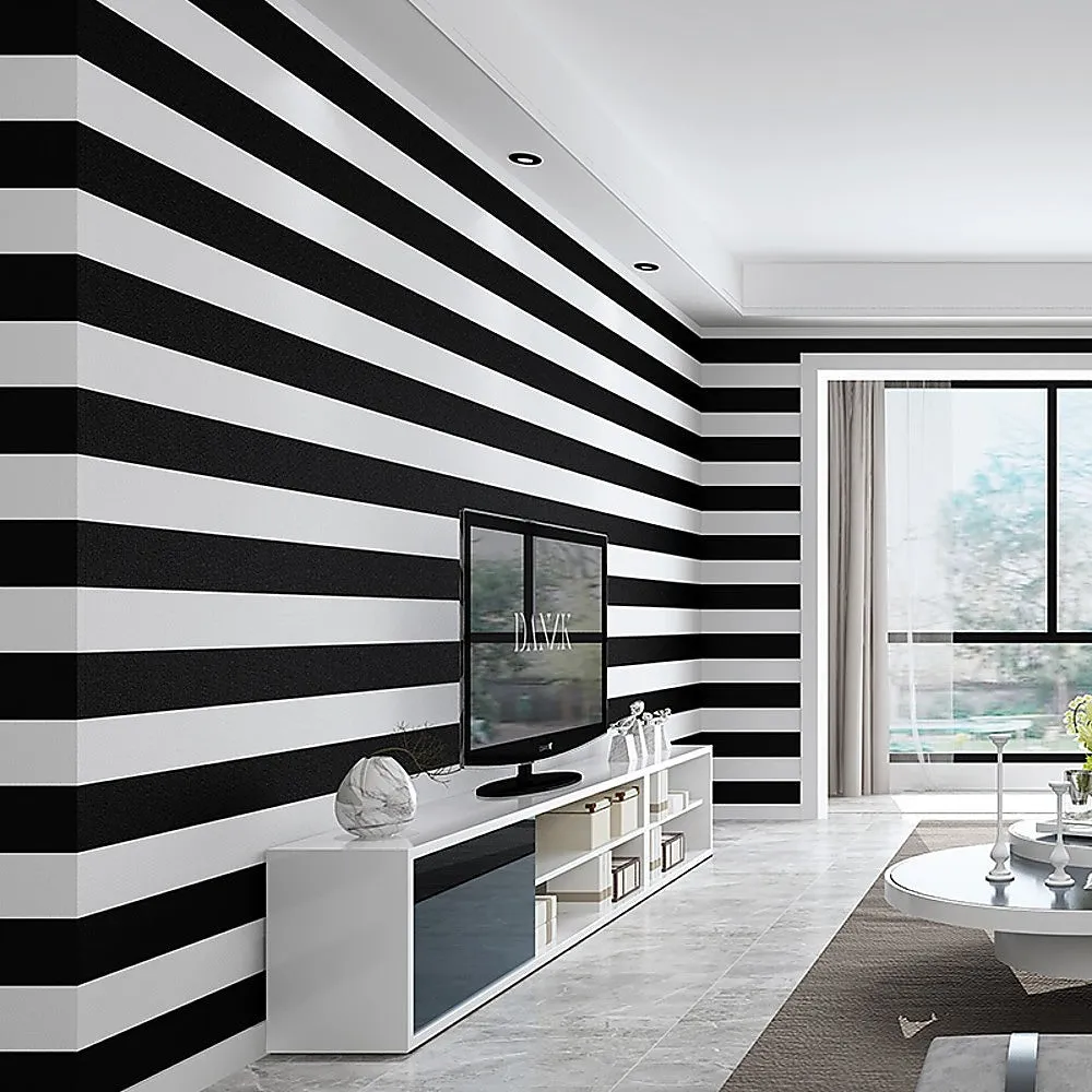 Modern Vinyl Stripes Wallpaper, Water Resistant - Randy & Travis