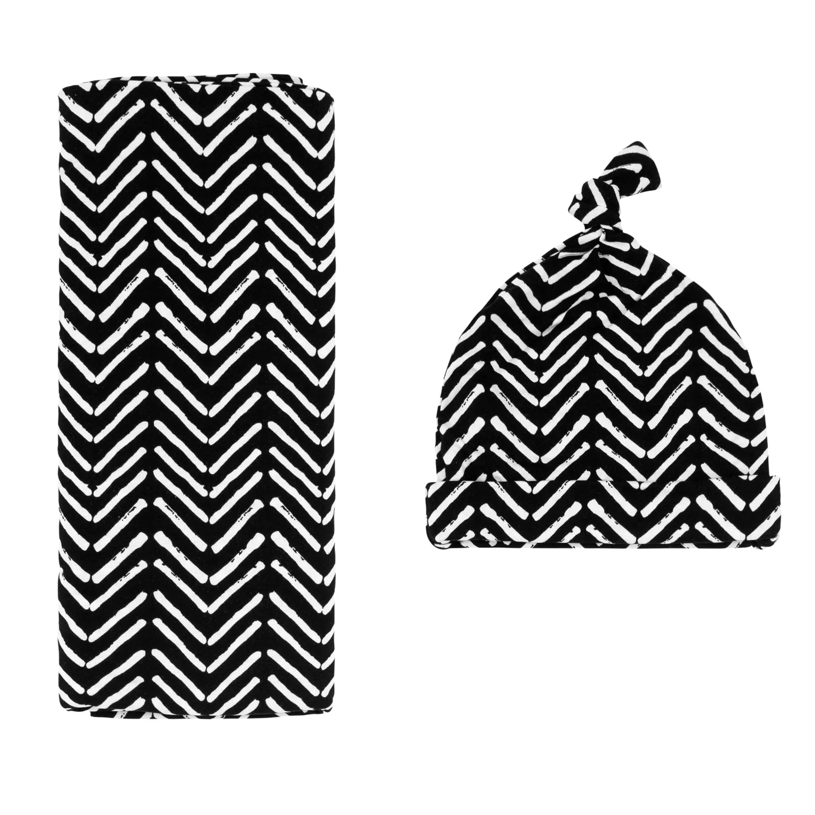 Monochrome Chevron Swaddle & Hat Set