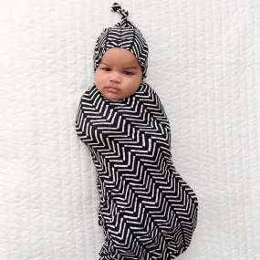 Monochrome Chevron Swaddle & Hat Set