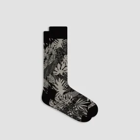 Monochrome Leaves Mid-Calf Socks