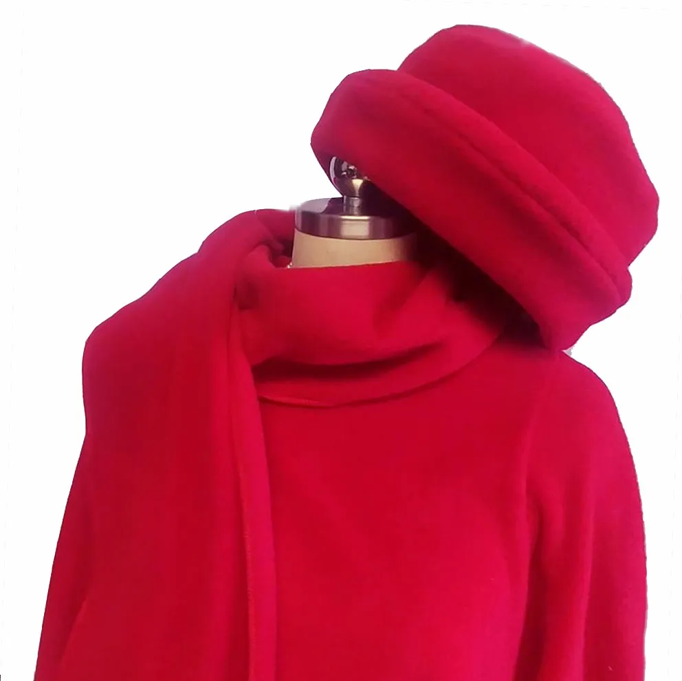 NEW - ADORABLE WRAP AROUND COAT WITH STANDUP COLLAR WITH A MATCHING HAT IN POPPY RED