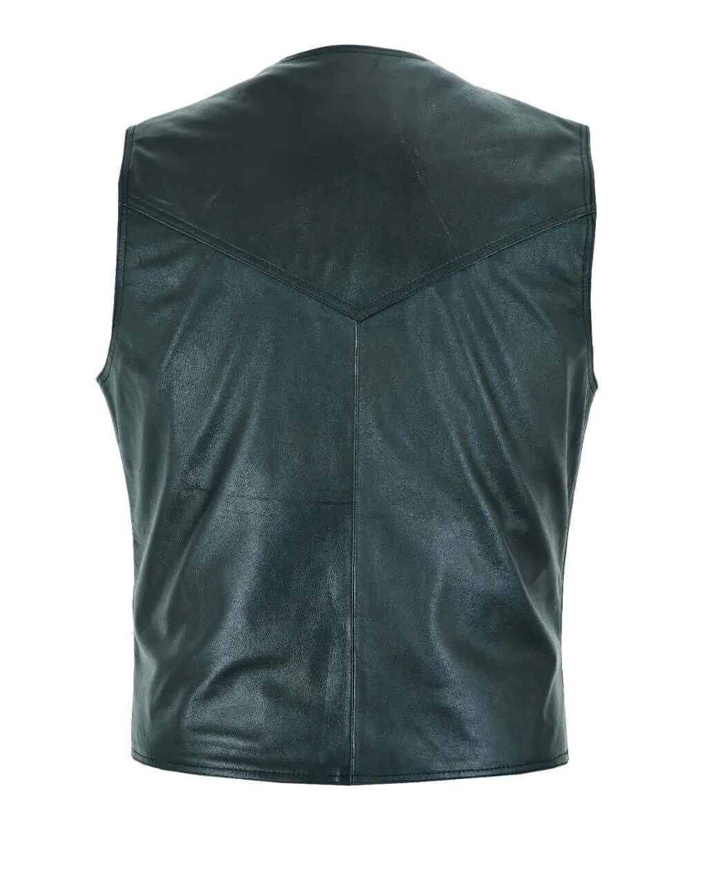 New Leather Motorcycle Biker Style Waistcoat Vest Black Fashion