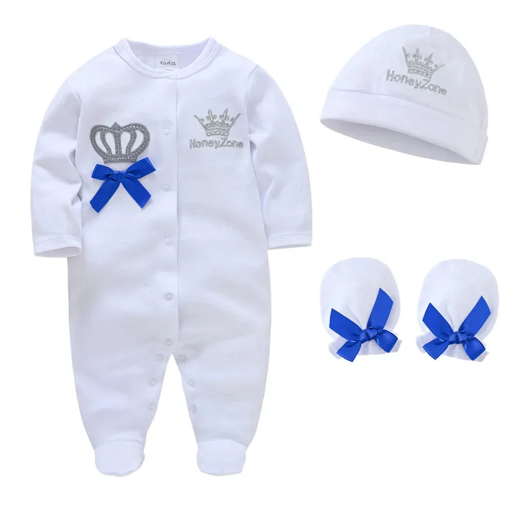 Newborn Baby Romper with Cap & Gloves