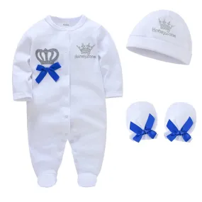 Newborn Baby Romper with Cap & Gloves