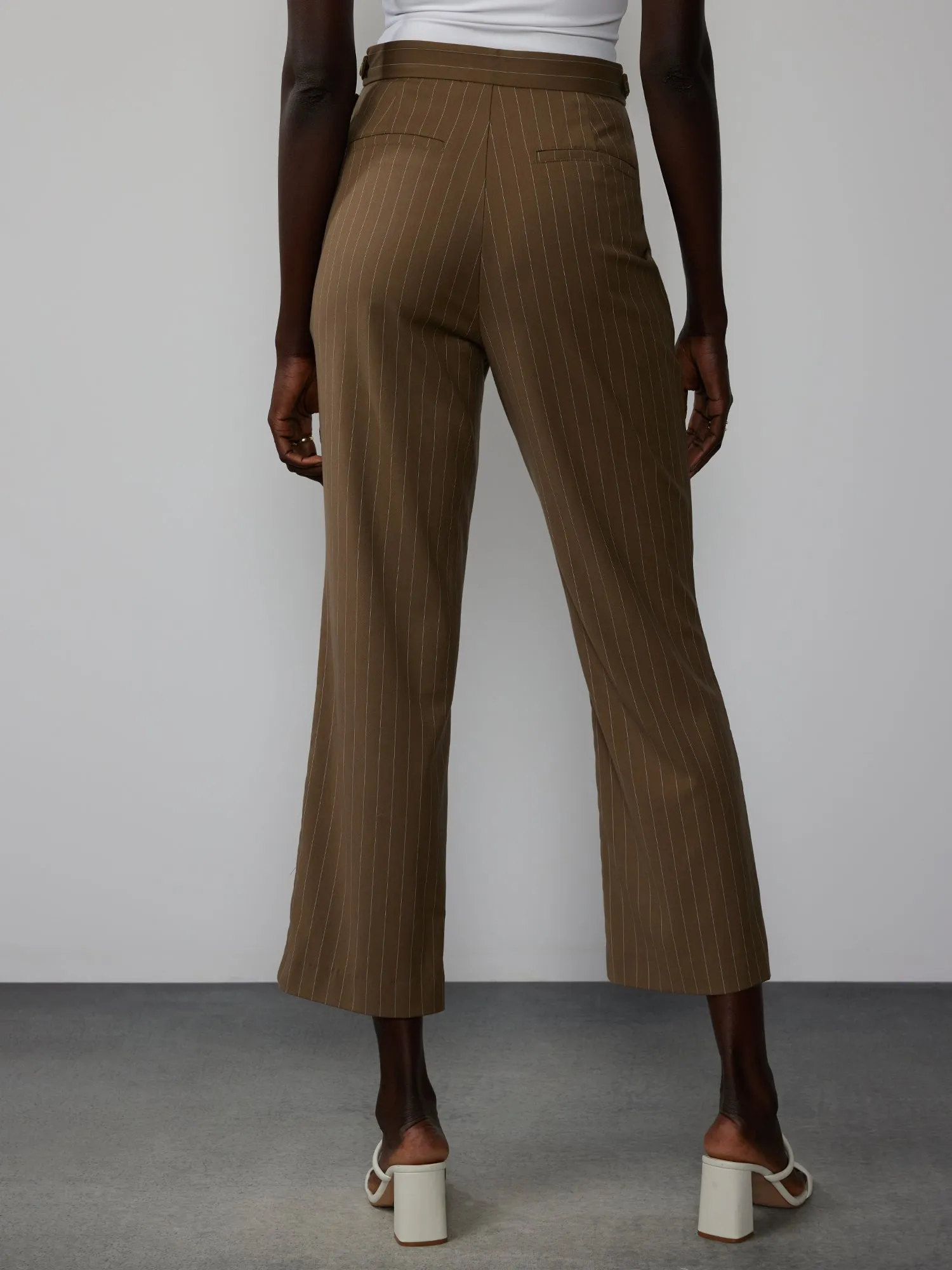 Olive Pinstripe Wrap Pant