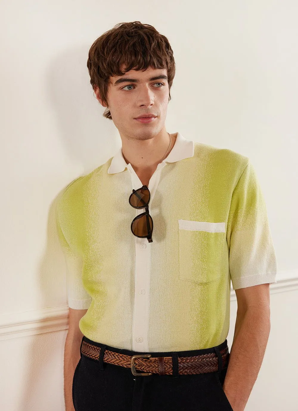 Ombre Knitted Shirt | Organic Cotton | Lime