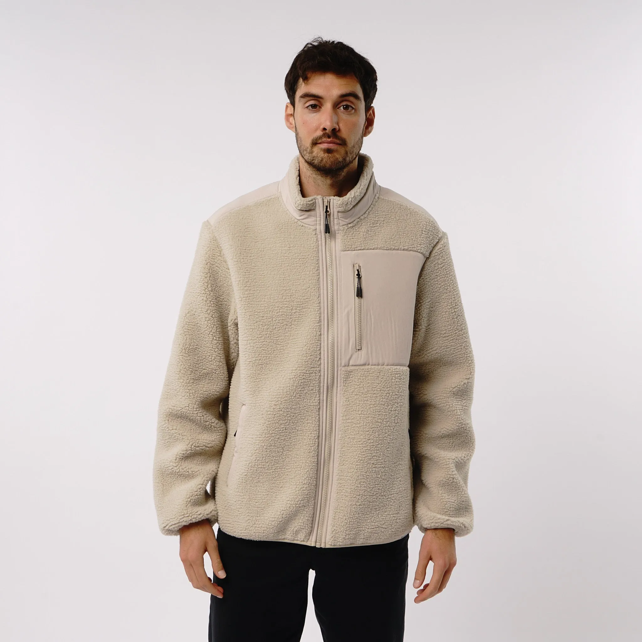 Omnitau Men's Burford Oversized Full Zip Fleece - Cream