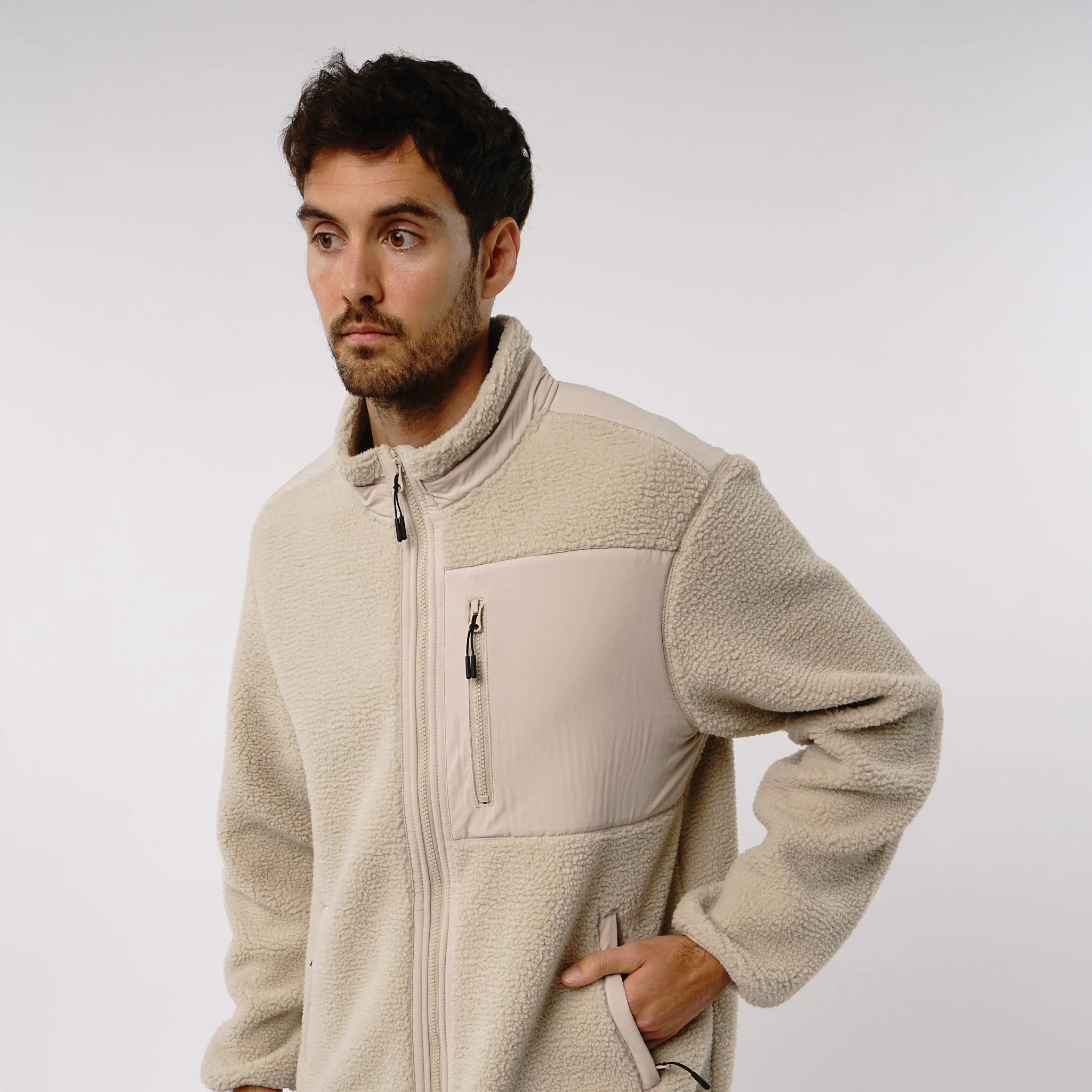 Omnitau Men's Burford Oversized Full Zip Fleece - Cream