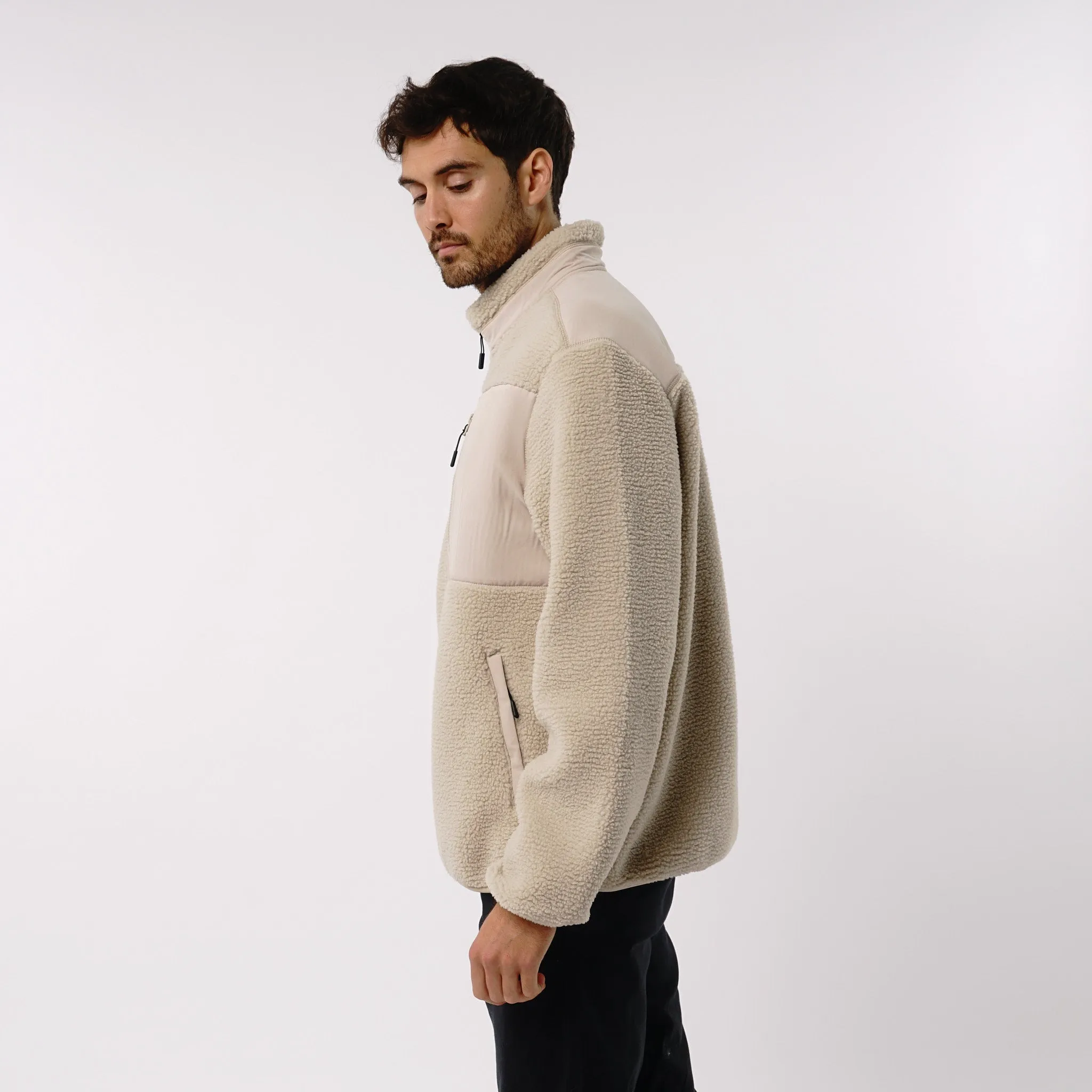 Omnitau Men's Burford Oversized Full Zip Fleece - Cream