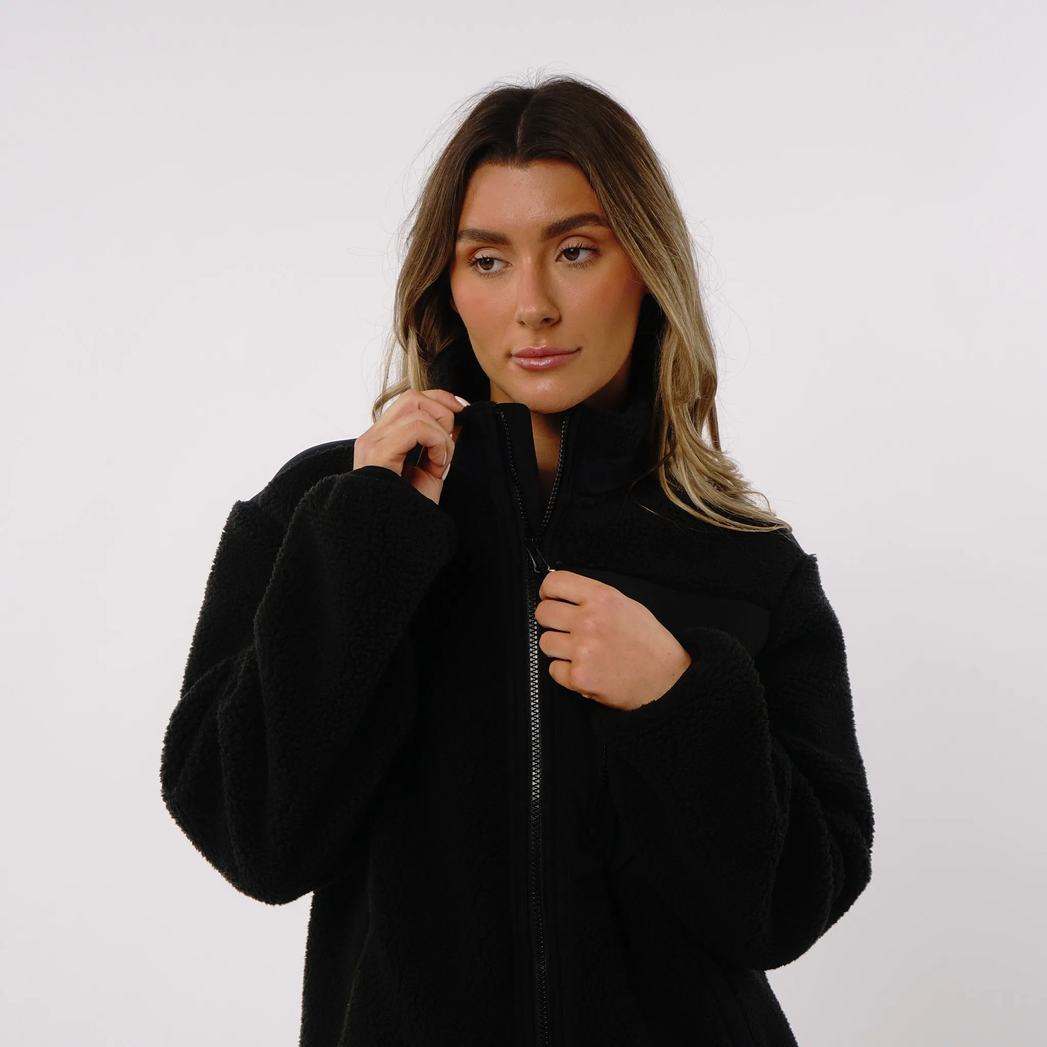 Omnitau Women's Burford Oversized Full Zip Fleece - Black