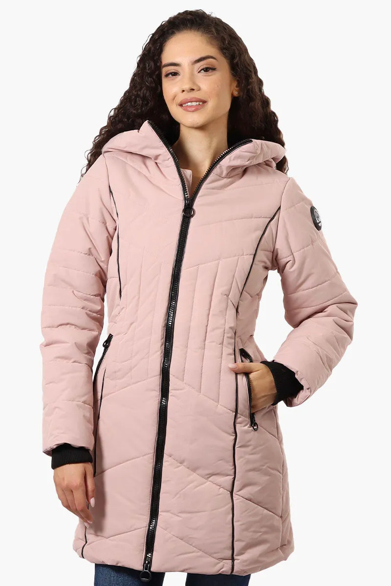 Oppenheimer Double Zip Cinched Waist Parka Jacket - Pink