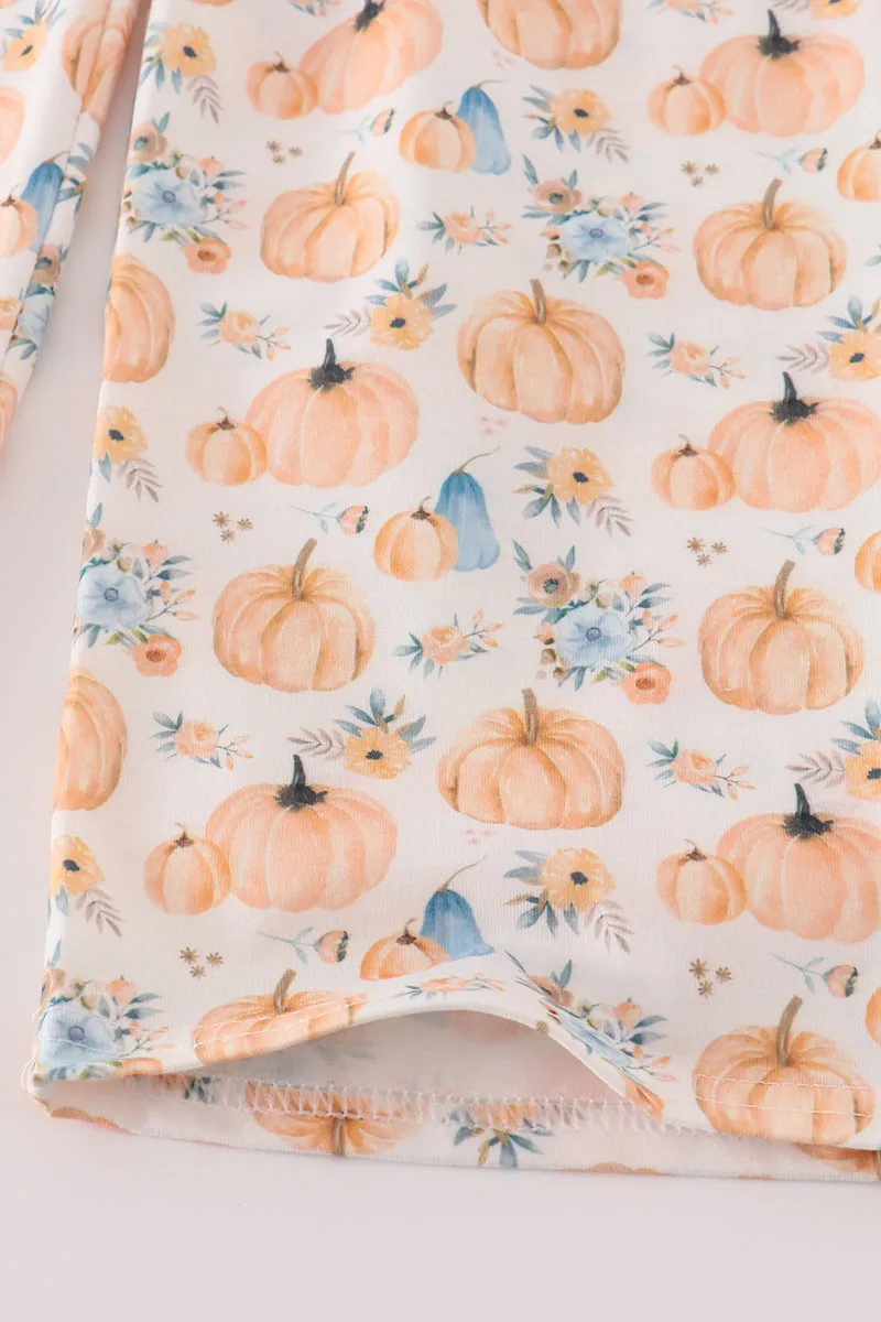 Orange pumpkin print girl jumpsuit