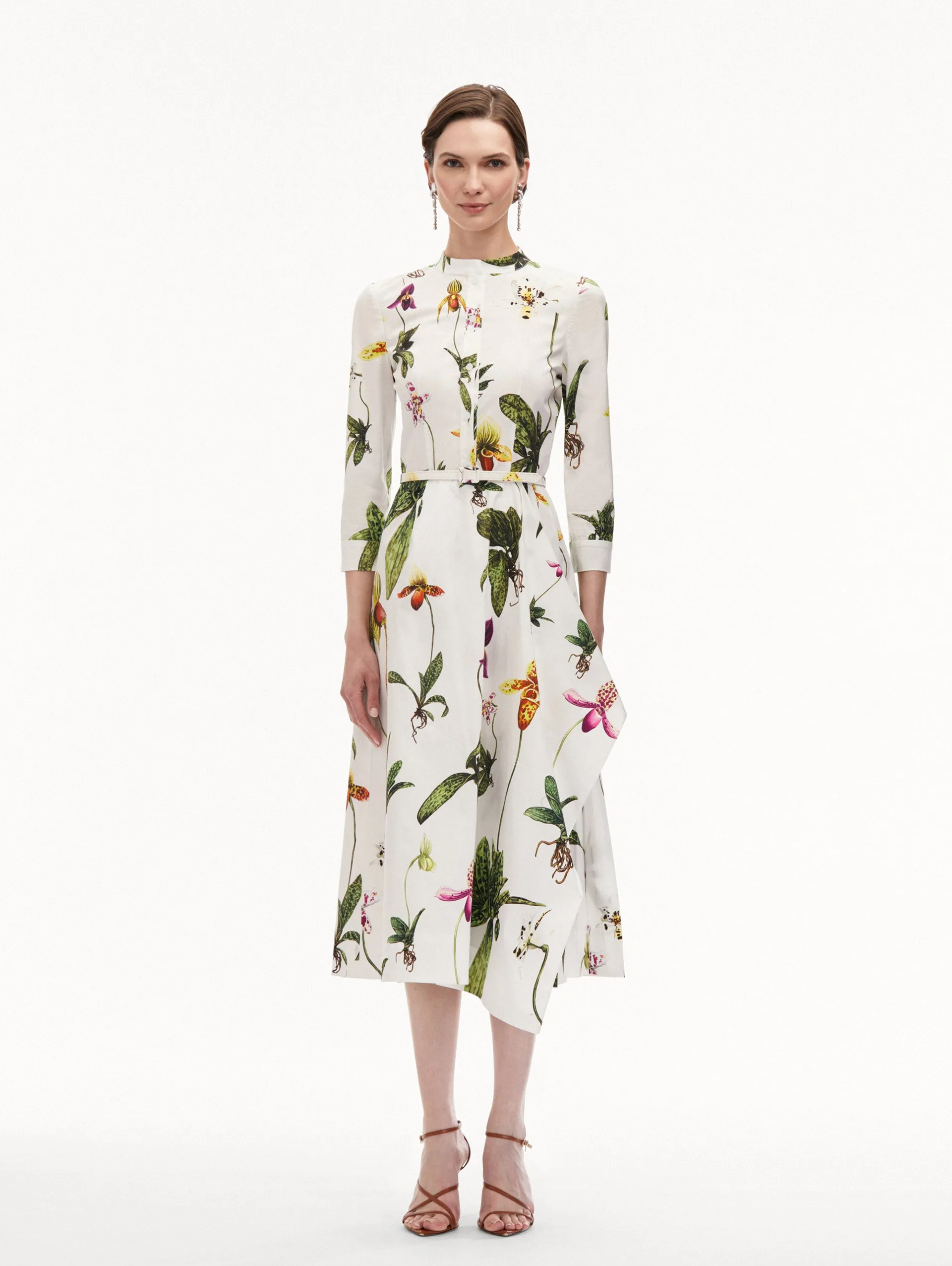 Orchid Cotton Poplin 3/4 Sleeve Dress