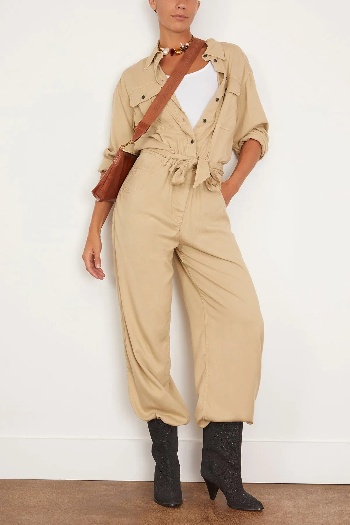 Paige Jumpsuit in Light Khaki